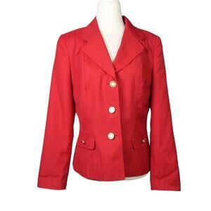Vintage 90s Mary Kay cherry red wool blend blazer jacket 6